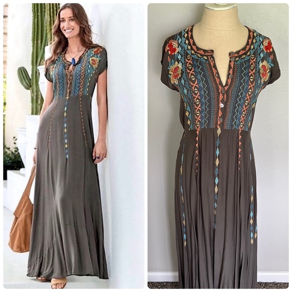 Johnny Was Dresses & Skirts - NWT Johnny Was Biya Johnny Was Crozier Maxi Floral Embroidery Dress XS